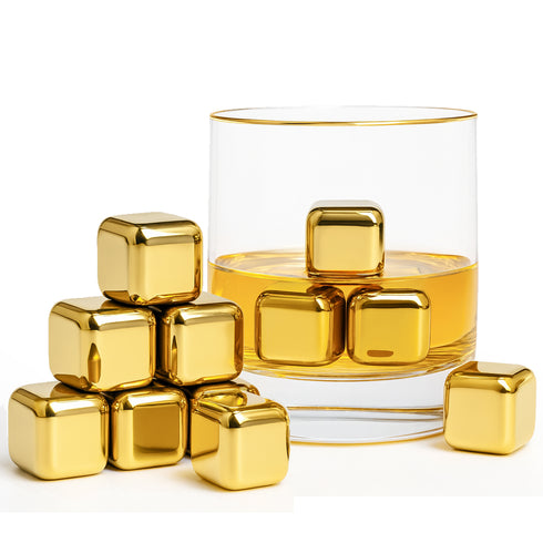 Gold Reusable Ice Cubes - Set Of 10