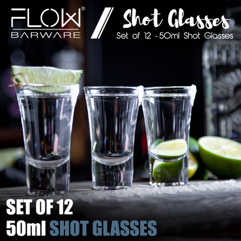 12x Shot Glasses 50ml - Clear