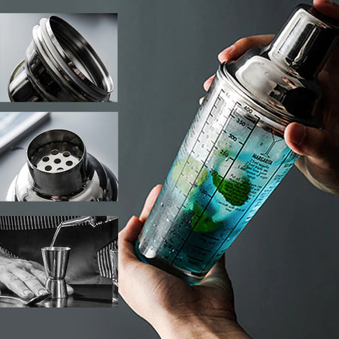 FLOW Glass Cocktail Shaker with Recipes