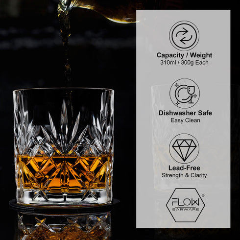 Classic Crystal Whisky Glasses & Stones Box Set
