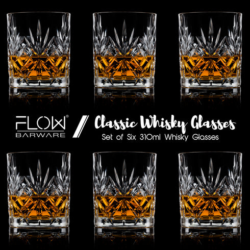 Classic Crystal Whisky Glasses Set of 6