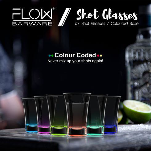 50ml Shot Glasses Coloured Base Set of 6