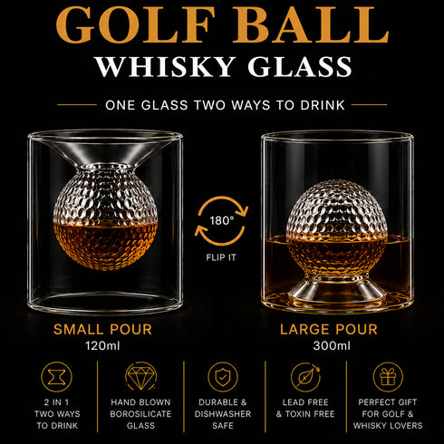 Golf Ball Whisky Glass | 2-in-1 Design