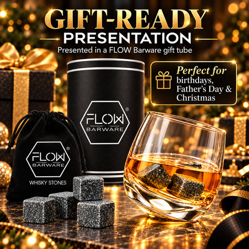 Rocking Whisky Glass & Whiskey Stones Gift Set