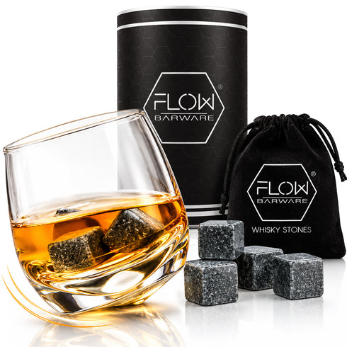 Rocking Whisky Glass & Whiskey Stones Gift Set