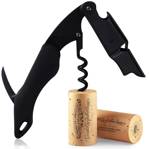 Waiter's Friend Corkscrew Wine Opener & Bottle Opener - Black