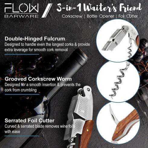 FLOW Waiters Friend Corkscrew & Bottle Opener