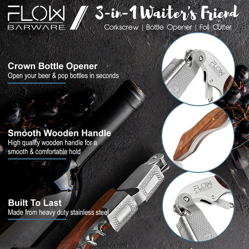 FLOW Waiters Friend Corkscrew & Bottle Opener
