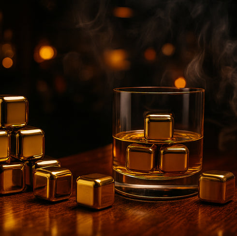 Gold Reusable Ice Cubes - Set Of 10