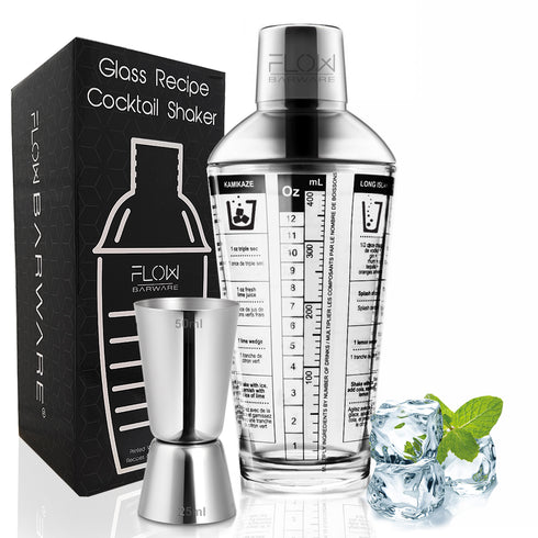 FLOW Glass Cocktail Shaker with Recipes