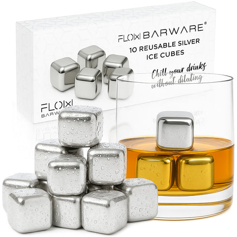 Stainless Steel Reusable Ice Cubes - Set Of 10