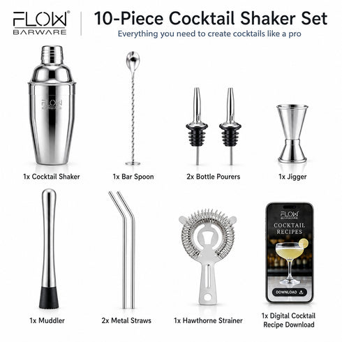 Cocktail Shaker Set - 10 Piece