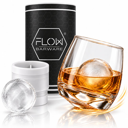 Rocking Whisky Glass & Ice Ball Mould Gift Set