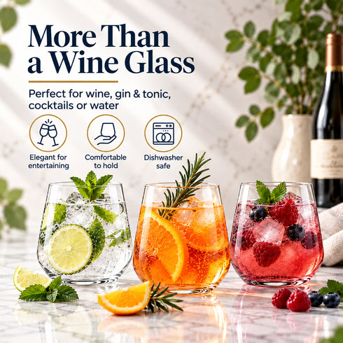 Stemless Wine Glasses Set of 6
