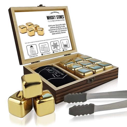 Gold Whisky Stones Gift Set