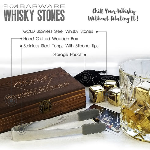 Gold Whisky Stones Gift Set