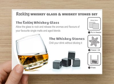 Rocking Whisky Glass & Whiskey Stones Set