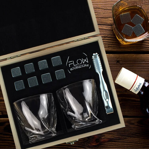 Twist Whisky Glasses & Stones Box Set