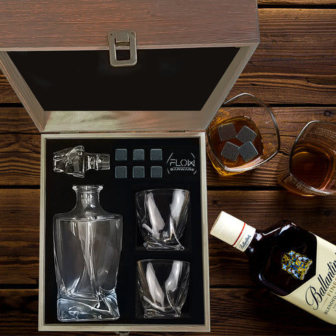 Twist Whisky Decanter, Glasses & Whisky Stones Box Set