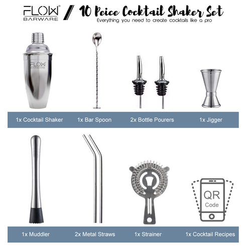 Cocktail Shaker Set - 10 Piece