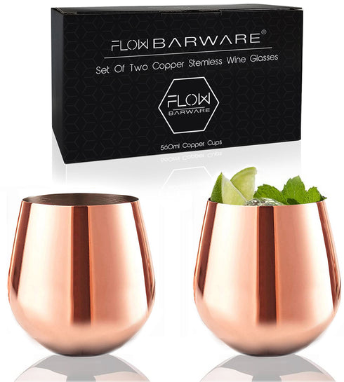 Stemless Copper Wine Glasses Set of 2