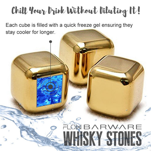 Gold Whisky Stones Gift Set