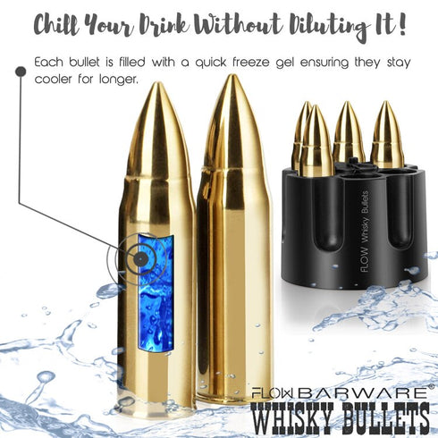 XL GOLD Whisky Bullets | Reusable Bullet Ice Cubes