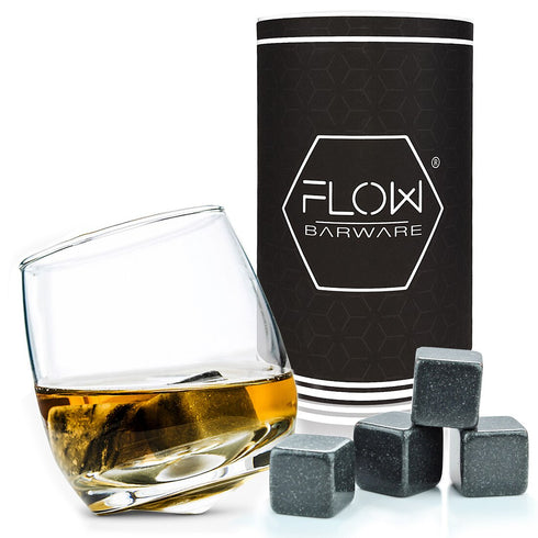 Rocking Whisky Glass & Whiskey Stones Set