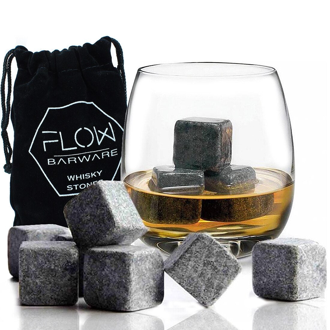 12 x Granite Whiskey Stones – FLOW Barware®