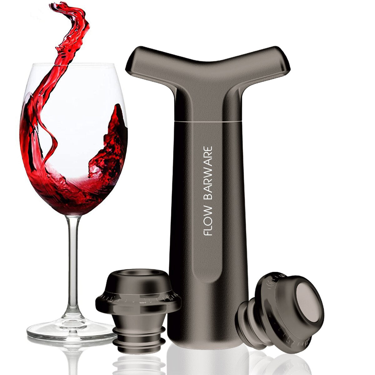 Flow Wine Vacuum Pump & Bottle Stoppers With Date Markers Wine Saver Preserver