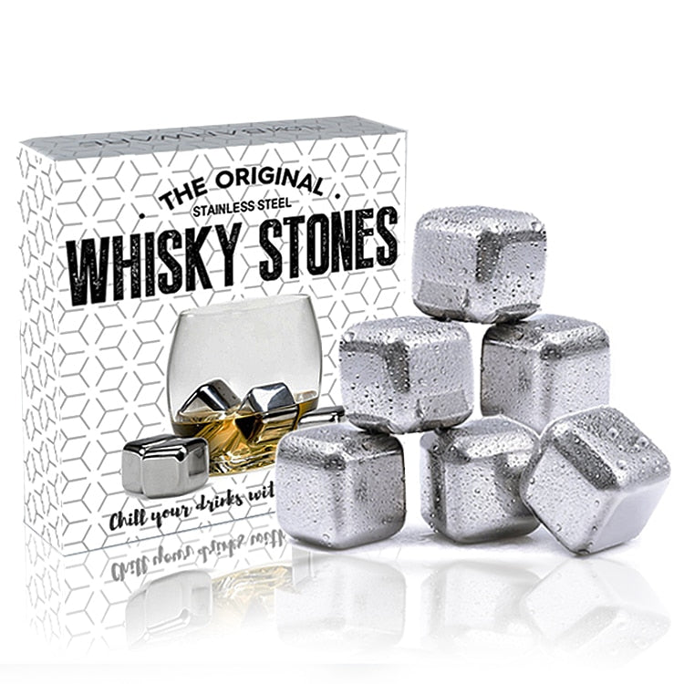Stainless Steel Whiskey Stone Cubes - Set Of 6 – FLOW Barware®
